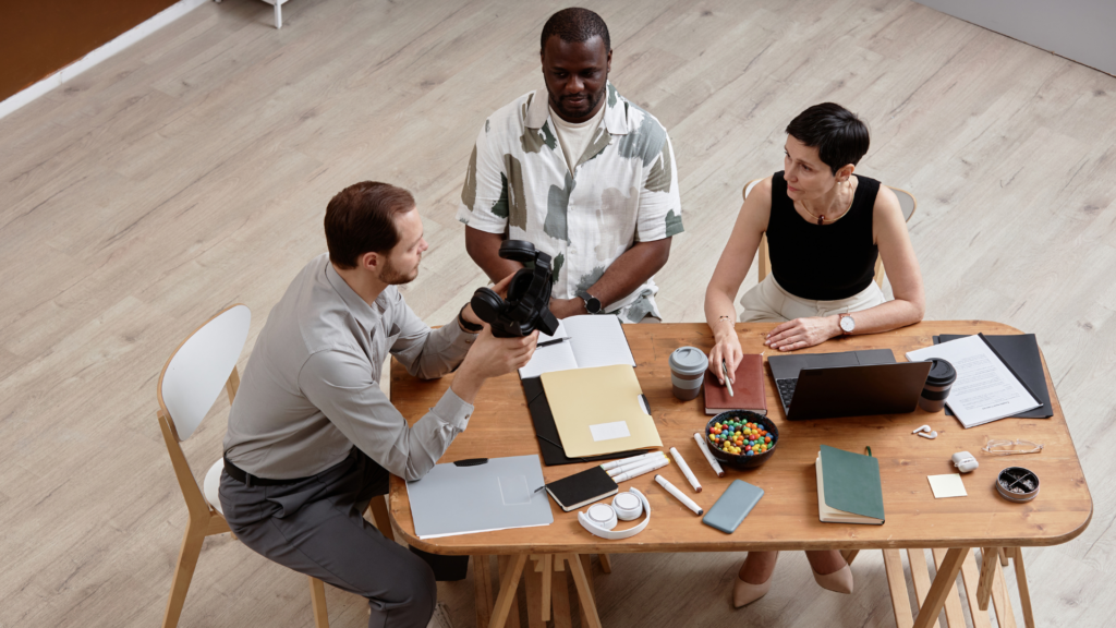 A marketing team planning and optimizing strategies for increased visibility.